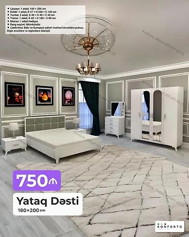 Ev və bağ: Yataq Dəsti – 160×200 sm Komplekt: - Çarpayı: 1 ədəd, 160×200 sm - — 2