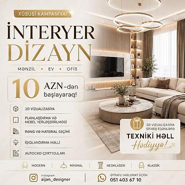 remont mebel: BAŞLIQ **İnteryer Dizayn — 10 AZN-dən | 3D Vizualizasiya** ELANIN — 1