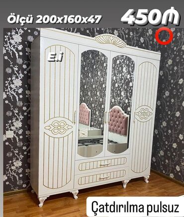 Divan və masa dəstləri: Yeni, Açılan, 4 qapılı Qarderob, paltar dolabı