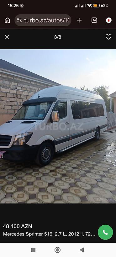 mercedes 190 suret qutusu: Mercedes-Benz Sprinter: 2.7 l | 2012 il Mikroavtobus — 2