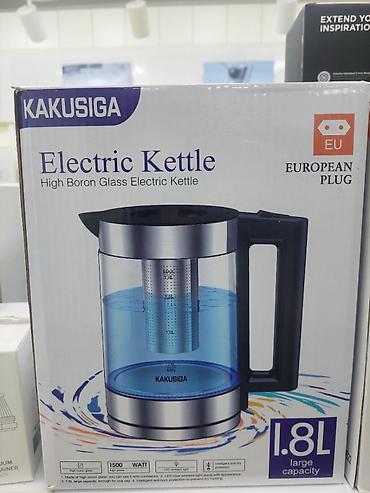 KAKUSIGA Elektrik Çaydanlıq – High Boron Glass - Tutum: 1.8 litr