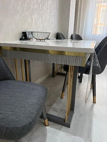 demir stol: Qonaq otağı üçün, İşlənmiş, Açılan, Dördbucaq masa, 6 stul — 1