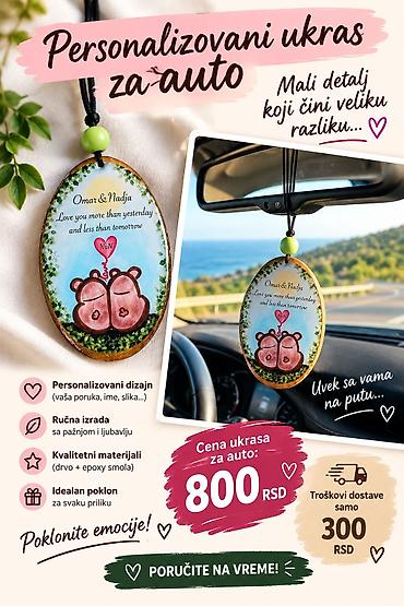 Personalizovani ukras za auto - Unikatni privesak za retrovizor sa