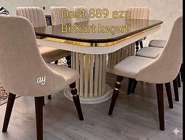 sut: Yemək otağı dəsti – masa və 6 ədəd stul - Masa: düzbucaqlı, yuvarlaq — 1