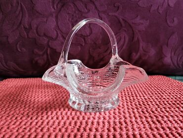 Ostali kućni dekor: Korpica nova vintaz,duvano staklo. Nova korpica na korpi u staklu — 3