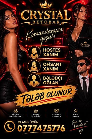 Hostes, qeydiyyatçı tələb olunur, 18-29 yaş, Təcrübəsiz