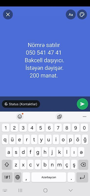 bs hesab satışı: Nömrə satılır. İstəyən həmin nömrənin vatsapına yazsın — 1