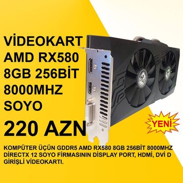 Operativ yaddaş (RAM): Videokart Radeon RX 580, 8 GB, Yeni