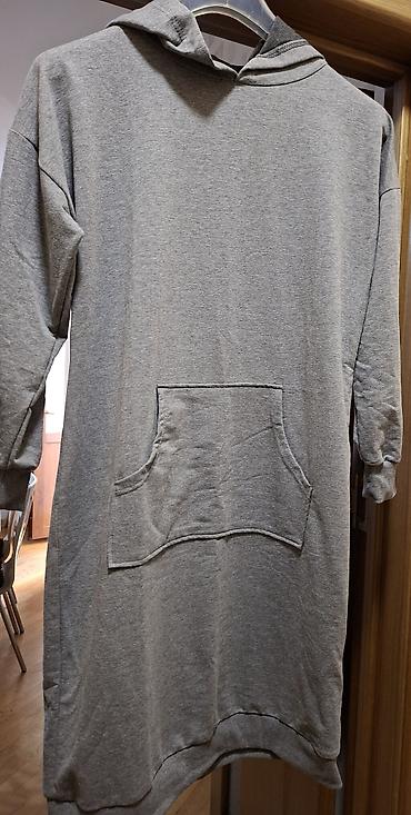 Boz rəngli uzun kapüşonlu svitşört/hoodie - Stil: Oversize kəsim