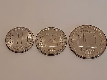srebrno posudje cena: Dinari 1, 2, 10 dinara iz 1993. god. UNC kvaliteta Kovanice, novcici — 1