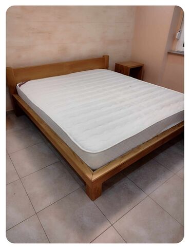 francuski krevet 200x200: Bračni krevet, Sa uzglavljem, bоја - Bež