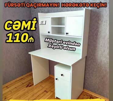 Masa və oturacaq dəstləri: Kompüter masası, Açılmayan, MDF, Dördbucaq masa