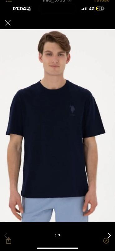 pull and: Мужская футболка, L, Us Polo Assn, Новый, цвет - Синий, Платная доставка, Самовывоз — 2