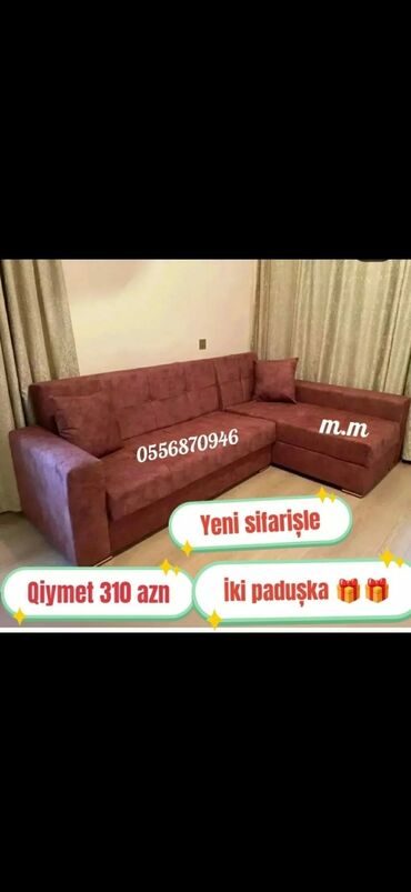 Sifarişlə oturacaqlar: Künc divan, Qonaq otağı üçün, Parça, Bazalı, Açılan, Kitab