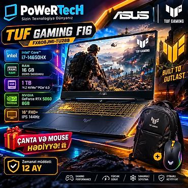 ASUS: Yeni ASUS TUF Gaming, 16 ", Intel Core i7, 1 TB, Ünvandan götürmə, Pulsuz çatdırılma, Ödənişli çatdırılma — 1