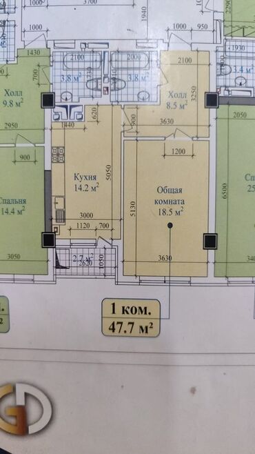 ак жол раздольное: 1 комната, 47 м², Элитка, 11 этаж, ПСО (под самоотделку)