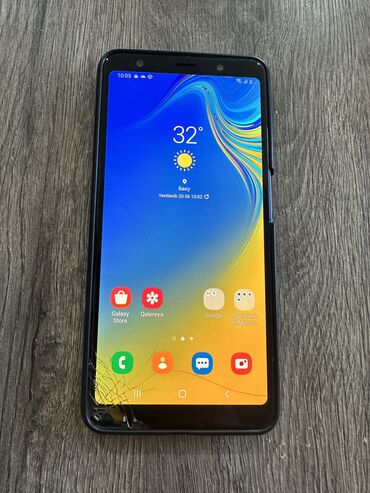 флай телефон официальный: Samsung A7, 16 ГБ, цвет - Голубой, Отпечаток пальца, Две SIM карты