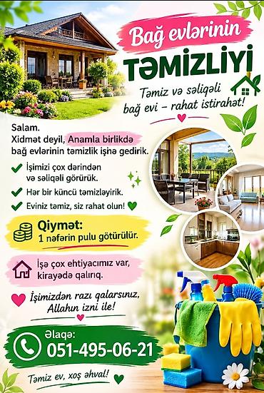 bağ evi işi: Bağ evlərinin təmizliyi xidməti - Ana-bala komandası olaraq bağ — 1