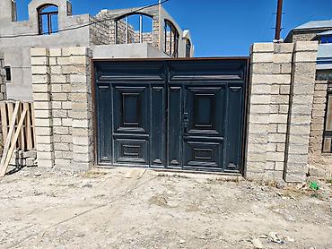 sintepon material: Yeni Dəmir Həyət darvazası, Yana açılan, 3 m, Mexaniki, Qapı ilə, rəng - Qara, Ünvandan götürmə — 3