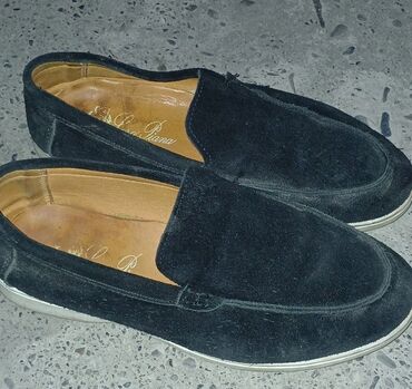 обувь зимный: Мужские замшевые лоферы Loro Piana - Материал верха: черная замша -