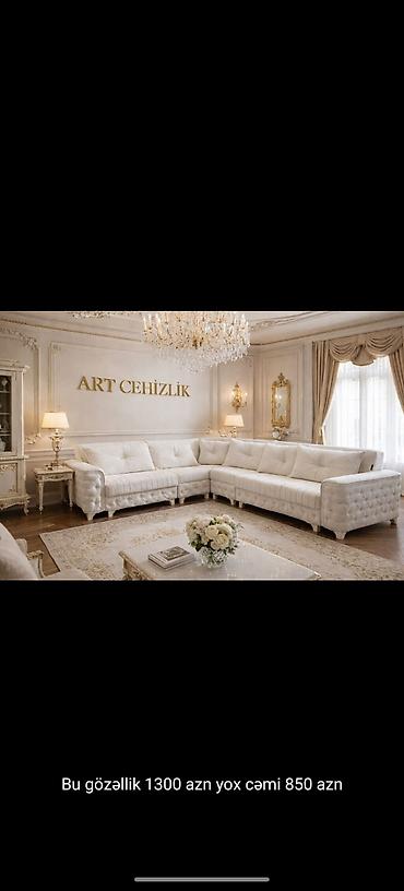 Sifarişlə divan dəstləri: Luks dizaynlı künc divan dəsti - Klassik və modern interyerlərə — 12