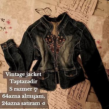 Üst geyimi: Vintage cins gödəkçə - Razmer: S - Ön hissədə etnik naxışlı detal - — 1