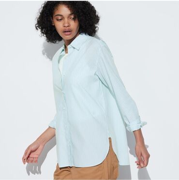 женская рубашка размер м: Көйнөк, Классикалык модель, Сызыктуу, Жапония