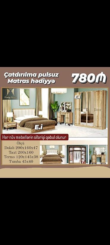 Yataq otağı mebel dəsti Tərkib: - Dördqapılı dolab: 200×160×47 sm