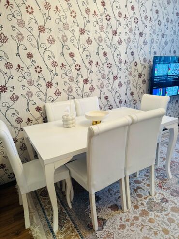 bez materiallı stol: Qonaq otağı üçün, Yeni, Açılmayan, Kvadrat masa, 6 stul, Türkiyə