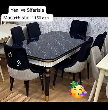 mebel kitab refleri: Masa ve oturacaqlar stol stul 6 stulla qonaq otaqi mebeli — 1