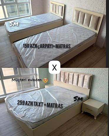 Yataq mebeli dəsti – müasir dizaynlı çarpayı və taxt variantları. -