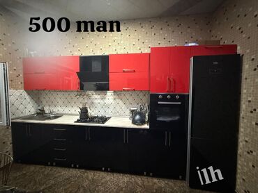 Ev üçün digər mebel: Mətbəx mebeli👇Qiyməti:*500* man. Yuxarı 330 sm, aşağı 400 sm. Üstündə
