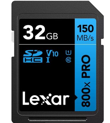 əl kamerası: Lexar SDXC 32GB 800x. Lexar High-performance yaddaş kartları, SDXC