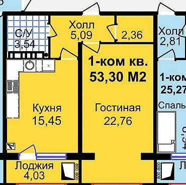 жк republic: 1 комната, 53 м², Технопарк Элитка, 9 этаж, ПСО (под самоотделку) — 2