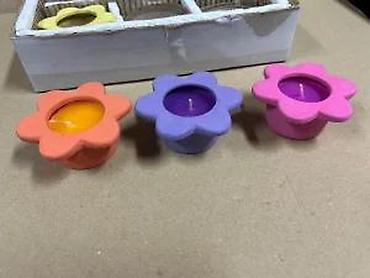 Sveće i svećnjaci: Set od 6 sveća u obliku cveta - Šareni set dekorativnih sveća u — 10