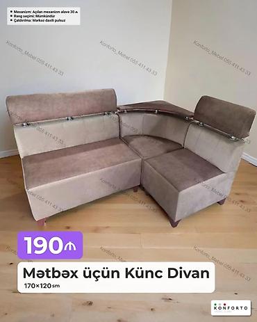 Məhsul: Mətbəx üçün künc divan Ölçü: 170 × 120 sm Qiymət: 190 ₼