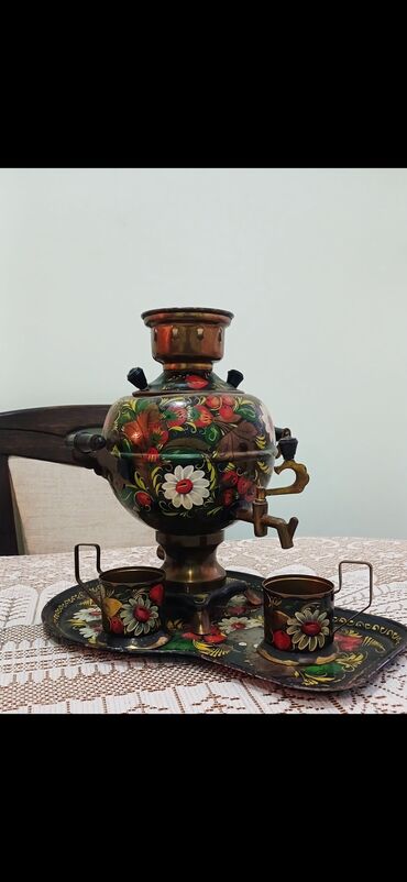 самовар бишкек: Əl işləri ilə bəzədilmiş dekorativ samovar dəsti - Rəngarəng çiçək və