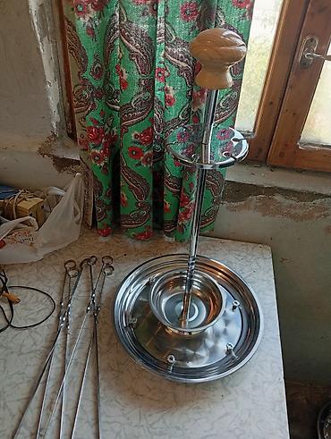 odul soba: Metal şiş və qab dəsti – şaquli şiş tutacağı ilə. masa üstü manqal - — 6