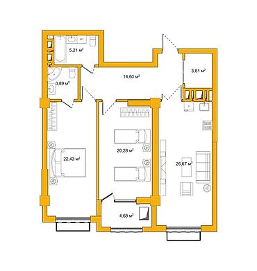 ayar group 3: 3 комнаты, 100 м², Ала-Арча ТРЦ Элитка, 15 этаж, ПСО (под самоотделку) — 3