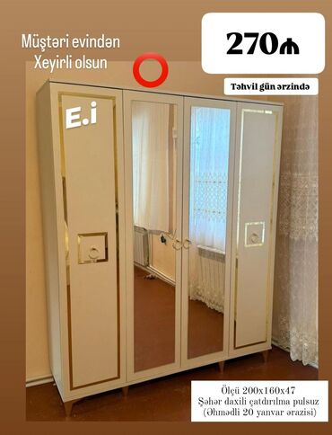 Çarpayılar: Yeni, Açılan, 4 qapılı Qarderob, paltar dolabı