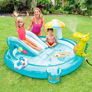 фантан: Игровой центр Intex “Аллигатор” с горкой и фонтаном | ?84 см | 160 л — 2