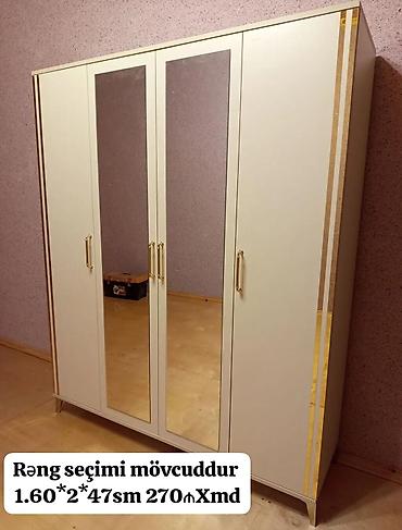qarderob modelleri: Dörd qapılı paltar şkafı – güzgülü model - Ölçülər: 1.60 m en × 2.00 — 1