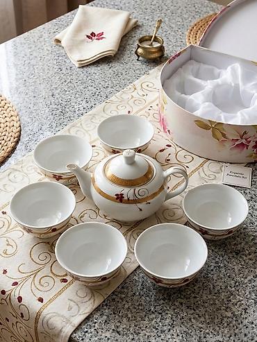 setin parca: Çay dəsti, rəng - Ağ, Farfor, 6 nəfərlik, Yaponiya — 1