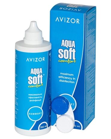 система для растворов: Avizor aqua soft comfort, раствор для линз. 350мл. Контейнер для линз