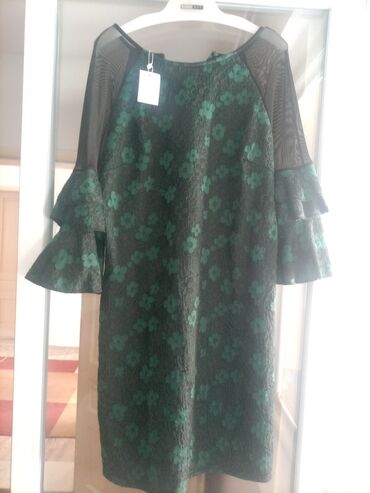 haljina zlatna: 2XL (EU 44), bоја - Zelena, Drugi stil, Dugih rukava