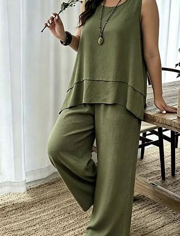 lakovane pantalone: Komplet tunika siroka bez rukava i široke pantalone. - Model — 4