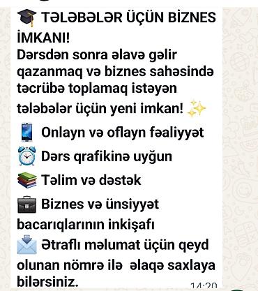 satici teleb: Satış meneceri tələb olunur, Tələbələr, İstənilən yaş, Təcrübəsiz — 1