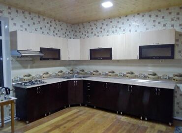 Sifarişlə mətbəx mebeli: Sifarişlə mətbəx dəsti, Özü çəkən petlələr, Mat laminat, Kredit yoxdur, Pulsuz çatdırılma — 19