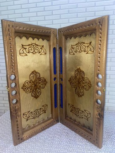 Nərdlər: Əl işləri oymalı taxta nərd-taxta dəsti - Material: tam ağac (taxta) — 4