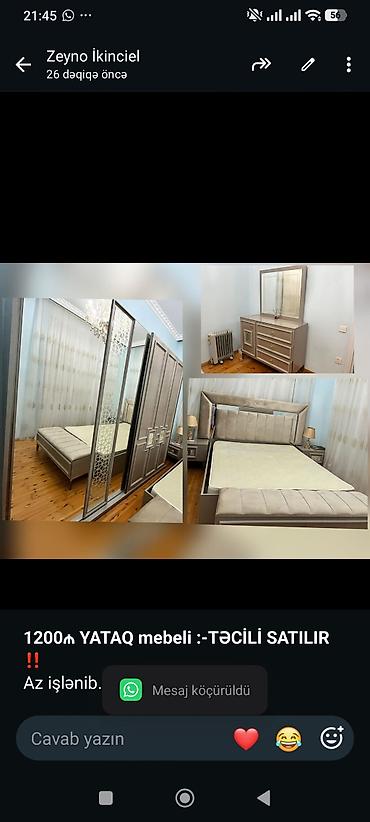 *1200₼ YATAQ mebeli :-TƏCİLİ SATILIR*‼️ Az işlənib Ünvan:-Novxani lalafo.az -da *1200₼ YATAQ mebeli :-TƏCİLİ SATILIR*‼️ Az işlənib Ünvan:-Novxani